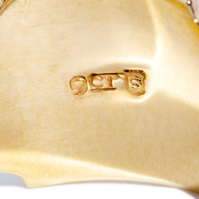 Melia 1970s Grooved Onyx Signet Ring 9ct Gold* DRAFT Rings Imperial Jewellery 