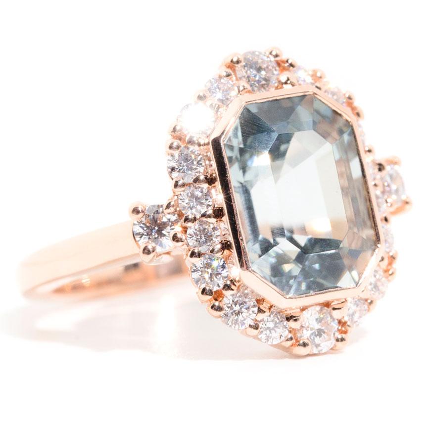 Melina 4.62ct Emerald Cut Tourmaline & Diamond Halo Ring *OB S Rings Imperial Jewellery