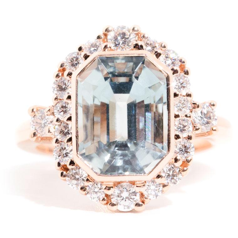 Melina 4.62ct Emerald Cut Tourmaline & Diamond Halo Ring *OB S Rings Imperial Jewellery Imperial Jewellery - Hamilton