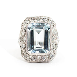 Menorca Aquamarine and Diamond Ring Ring Imperial Jewellery - Auctions, Antique, Vintage & Estate 