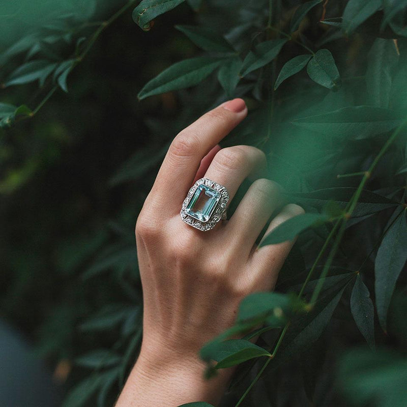 Aqua blue diamond new arrivals ring