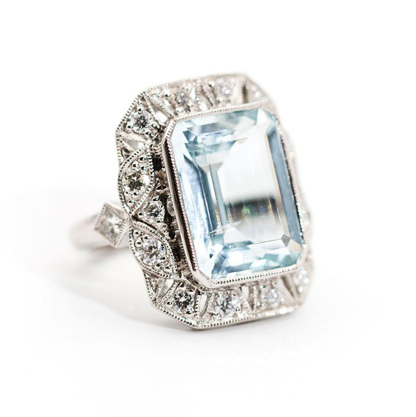 Menorca Aquamarine and Diamond Ring Ring Imperial Jewellery - Auctions, Antique, Vintage & Estate 