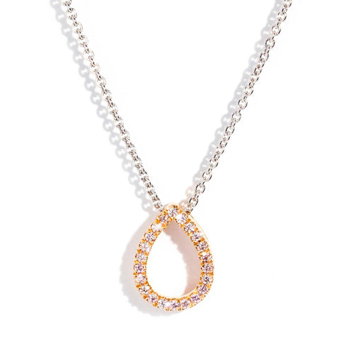 Merredin Argyle Pink Diamond Teardrop Necklet 18K Yellow Gold