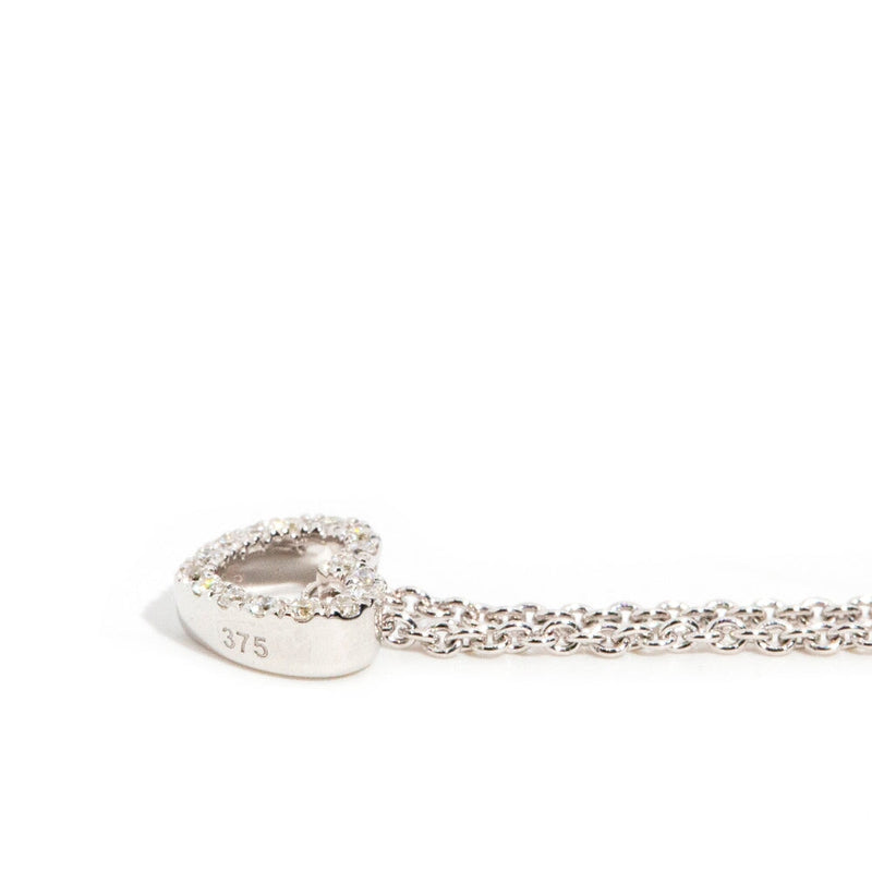 Mi Amor Love Heart Diamond Pendant & Chain 9ct Gold Necklaces Imperial Jewellery 