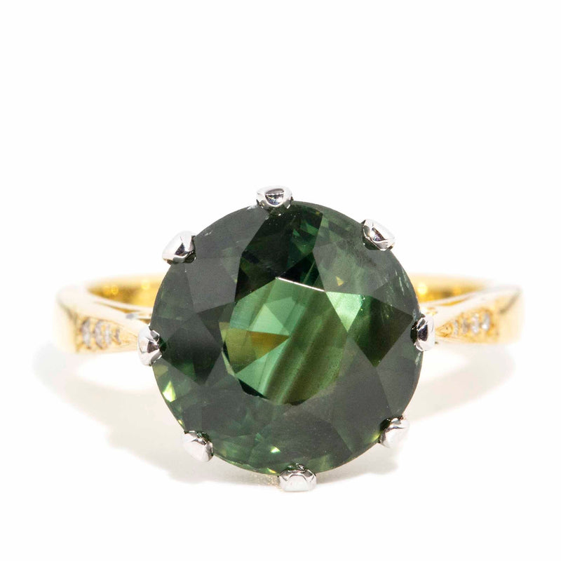 Rare Three Stone Blue Green Sapphire Engagement Ring - Mermaid Bi Colo –  Anueva Jewelry