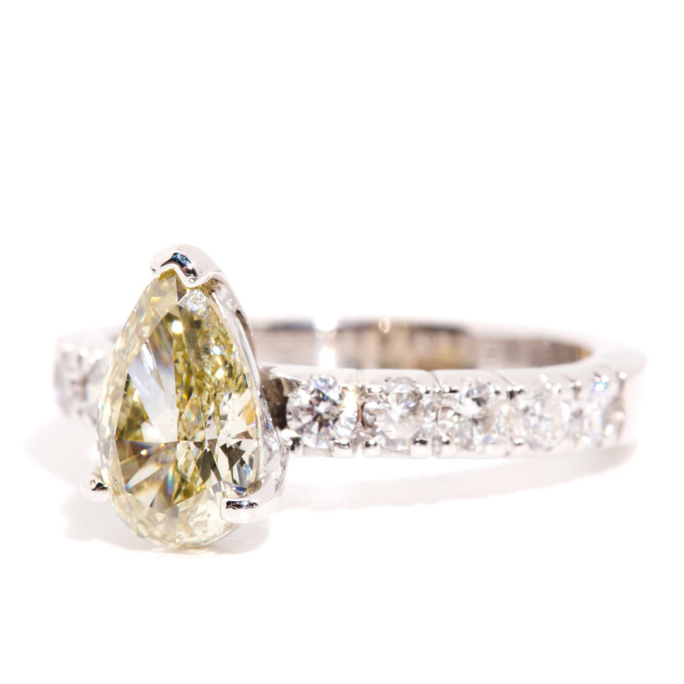 Michaela Certified 1.04ct Fancy Yellow Pear Diamond Halo Ring Rings Imperial Jewellery