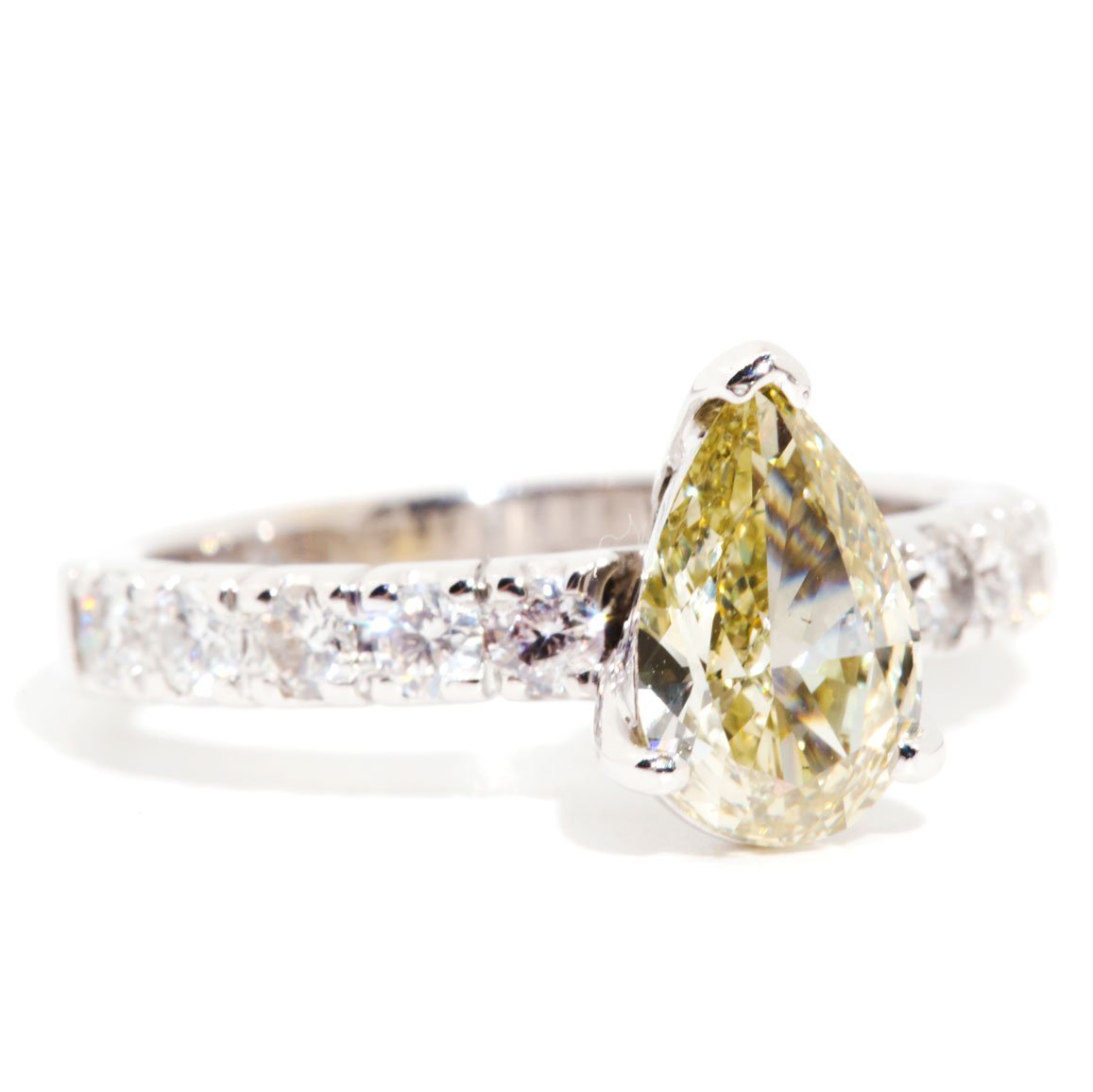 Michaela Certified 1.04ct Fancy Yellow Pear Diamond Halo Ring Rings Imperial Jewellery