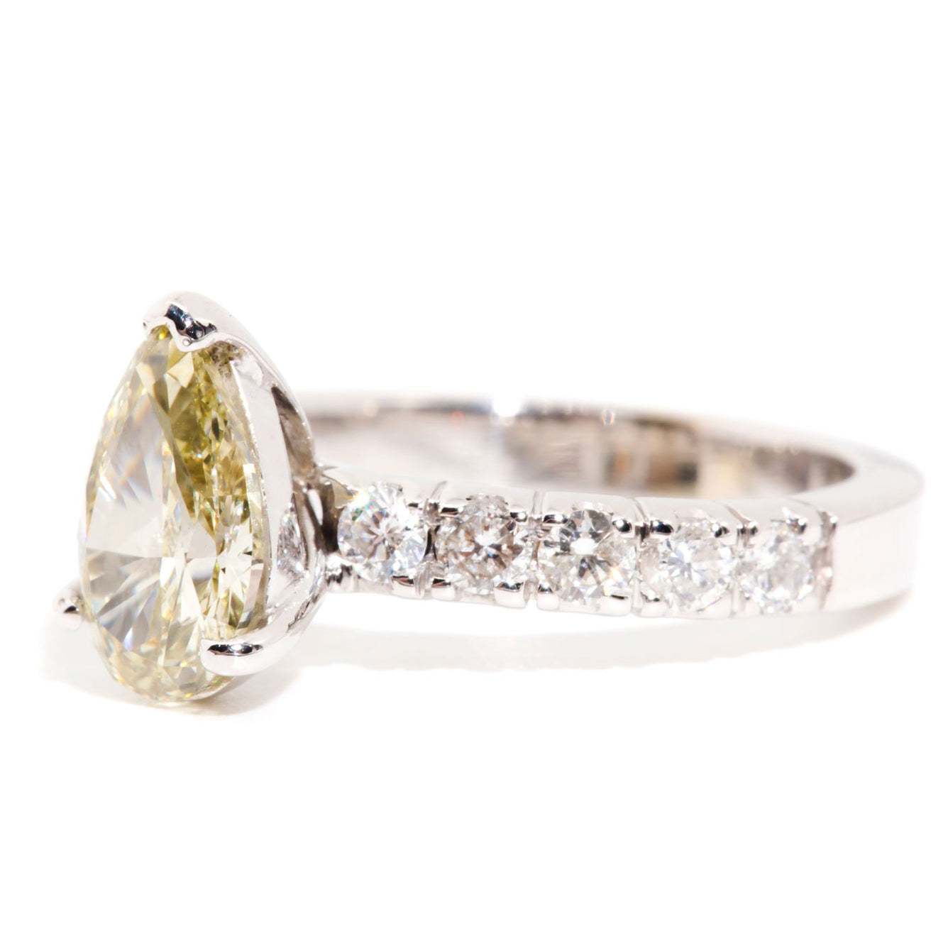 Michaela Certified 1.04ct Fancy Yellow Pear Diamond Halo Ring Rings Imperial Jewellery