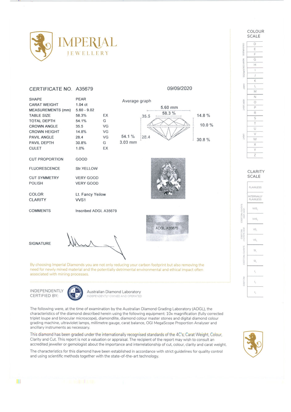 Michaela Certified 1.04ct Fancy Yellow Pear Diamond Halo Ring Rings Imperial Jewellery
