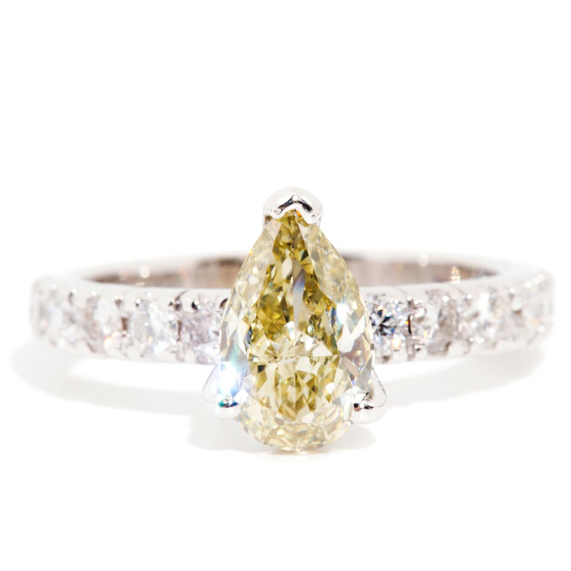Michaela Certified 1.04ct Fancy Yellow Pear Diamond Halo Ring Rings Imperial Jewellery Imperial Jewellery - Hamilton