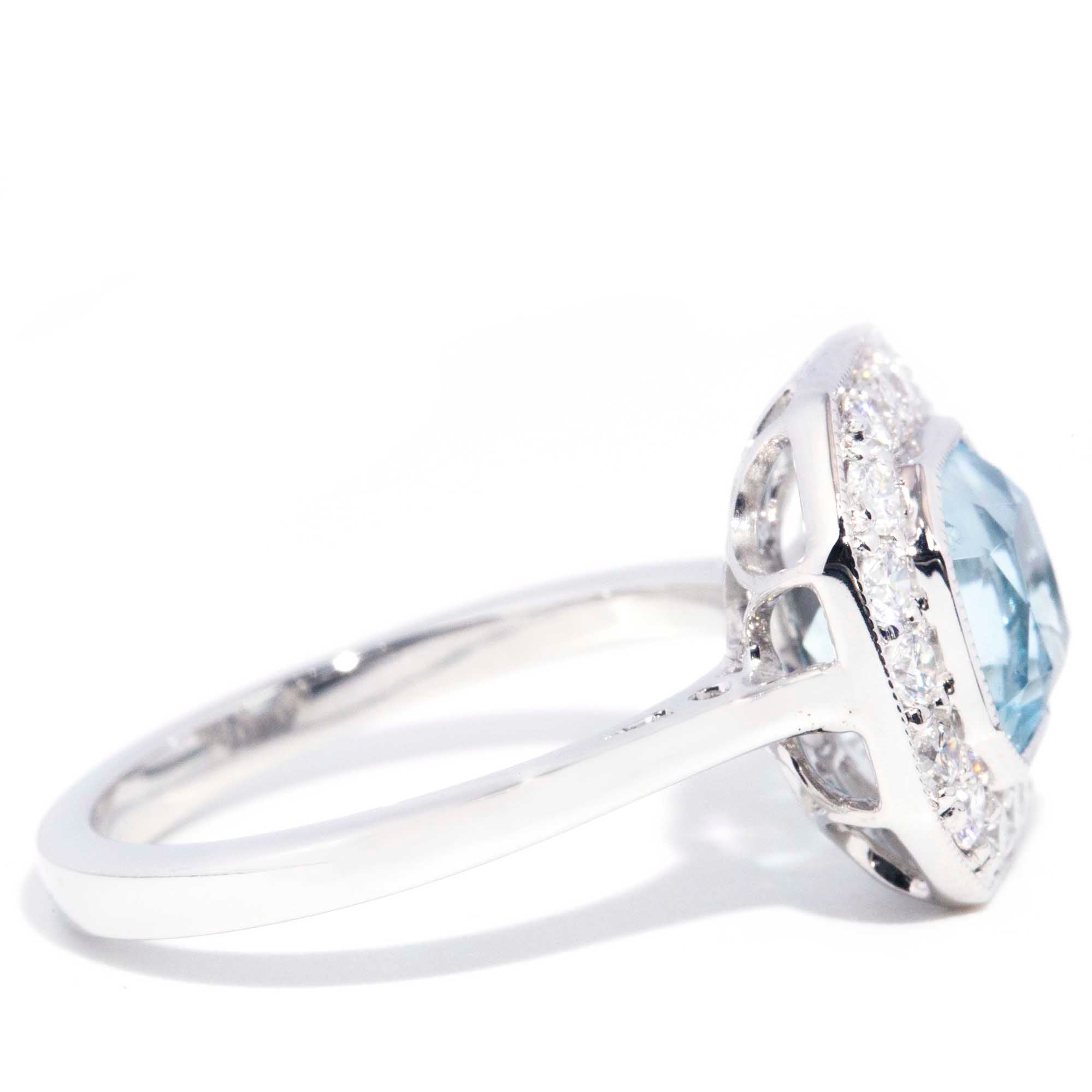 Mika 2.04ct Light Blue Asscher Cut Aquamarine & Diamond Halo Ring* GTG Rings Imperial Jewellery