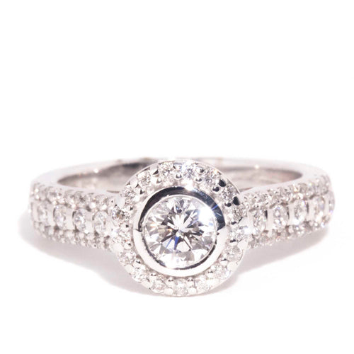Minerva 0.46ct Diamond Halo Cluster Ring 18K White Gold