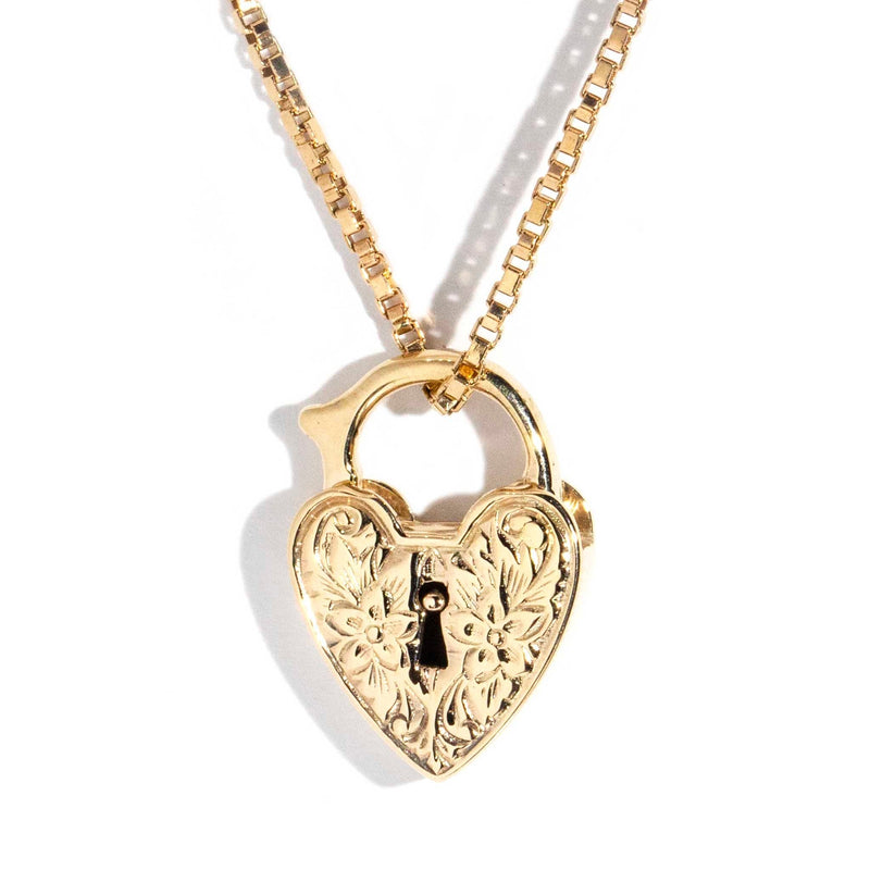 Mira Circa 1960s 9ct Yellow Gold Padlock and Chain WIP Pendants/Necklaces Imperial Jewellery 