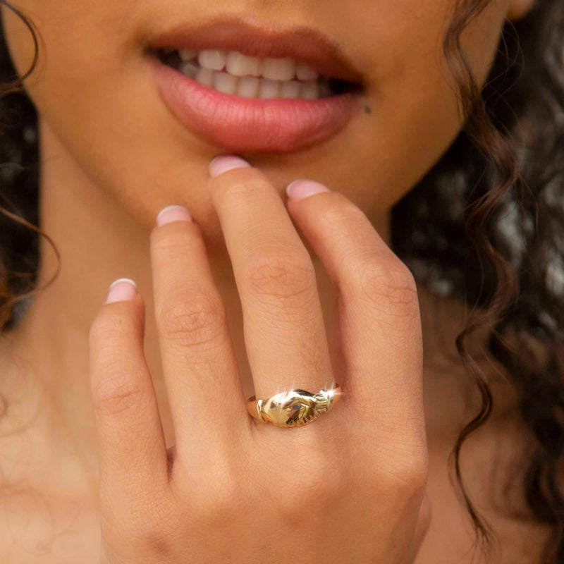 Monroe Vintage 9ct Yellow Gold Fide Handshake Ring* $ Rings Imperial Jewellery 
