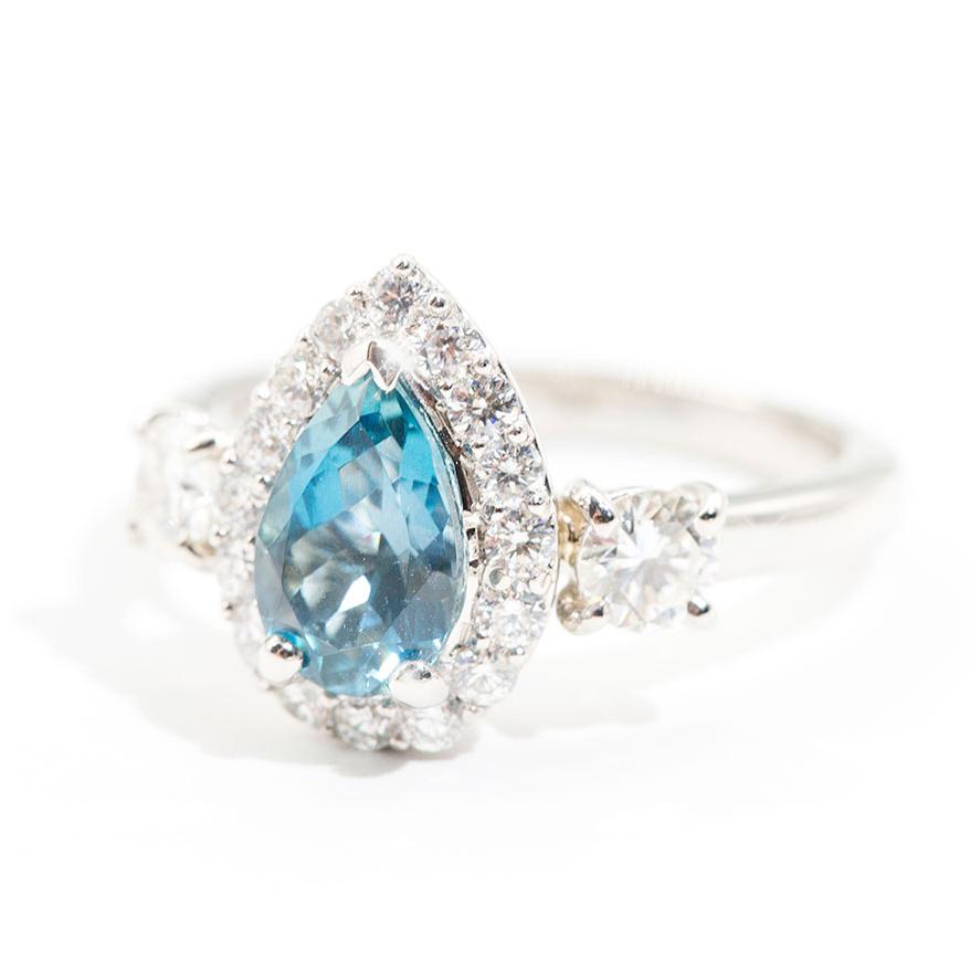 Nadia Santa Maria Aquamarine and Diamond Halo Ring Ring Imperial Jewellery - Auctions, Antique, Vintage & Estate 