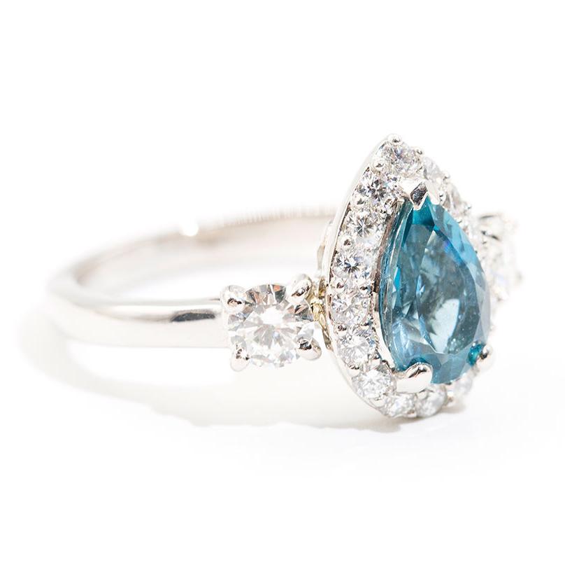 Nadia Santa Maria Aquamarine and Diamond Halo Ring Ring Imperial Jewellery - Auctions, Antique, Vintage & Estate 