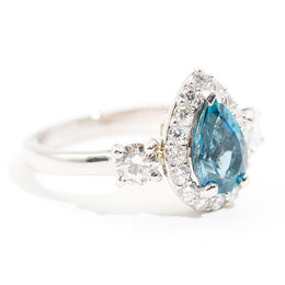 Nadia Santa Maria Aquamarine and Diamond Halo Ring Ring Imperial Jewellery - Auctions, Antique, Vintage & Estate 