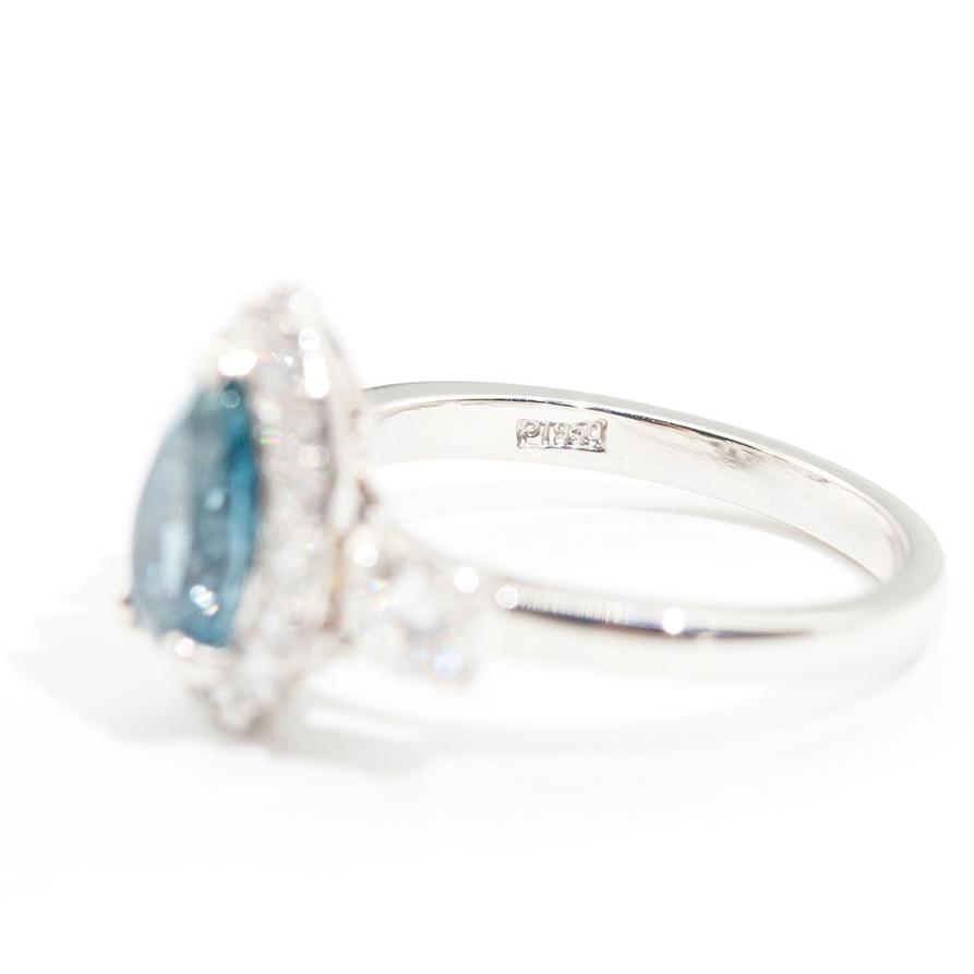 Nadia Santa Maria Aquamarine and Diamond Halo Ring Ring Imperial Jewellery - Auctions, Antique, Vintage & Estate 