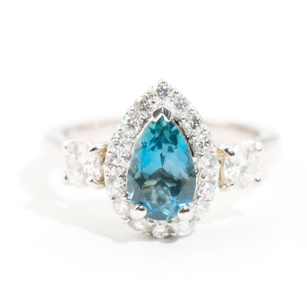 Nadia Santa Maria Aquamarine and Diamond Halo Ring Ring Imperial Jewellery - Auctions, Antique, Vintage & Estate 