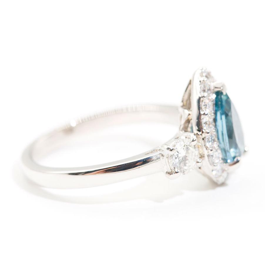 Nadia Santa Maria Aquamarine and Diamond Halo Ring Ring Imperial Jewellery - Auctions, Antique, Vintage & Estate 