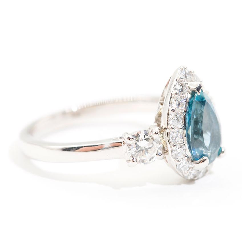 Nadia Santa Maria Aquamarine and Diamond Halo Ring Ring Imperial Jewellery - Auctions, Antique, Vintage & Estate 
