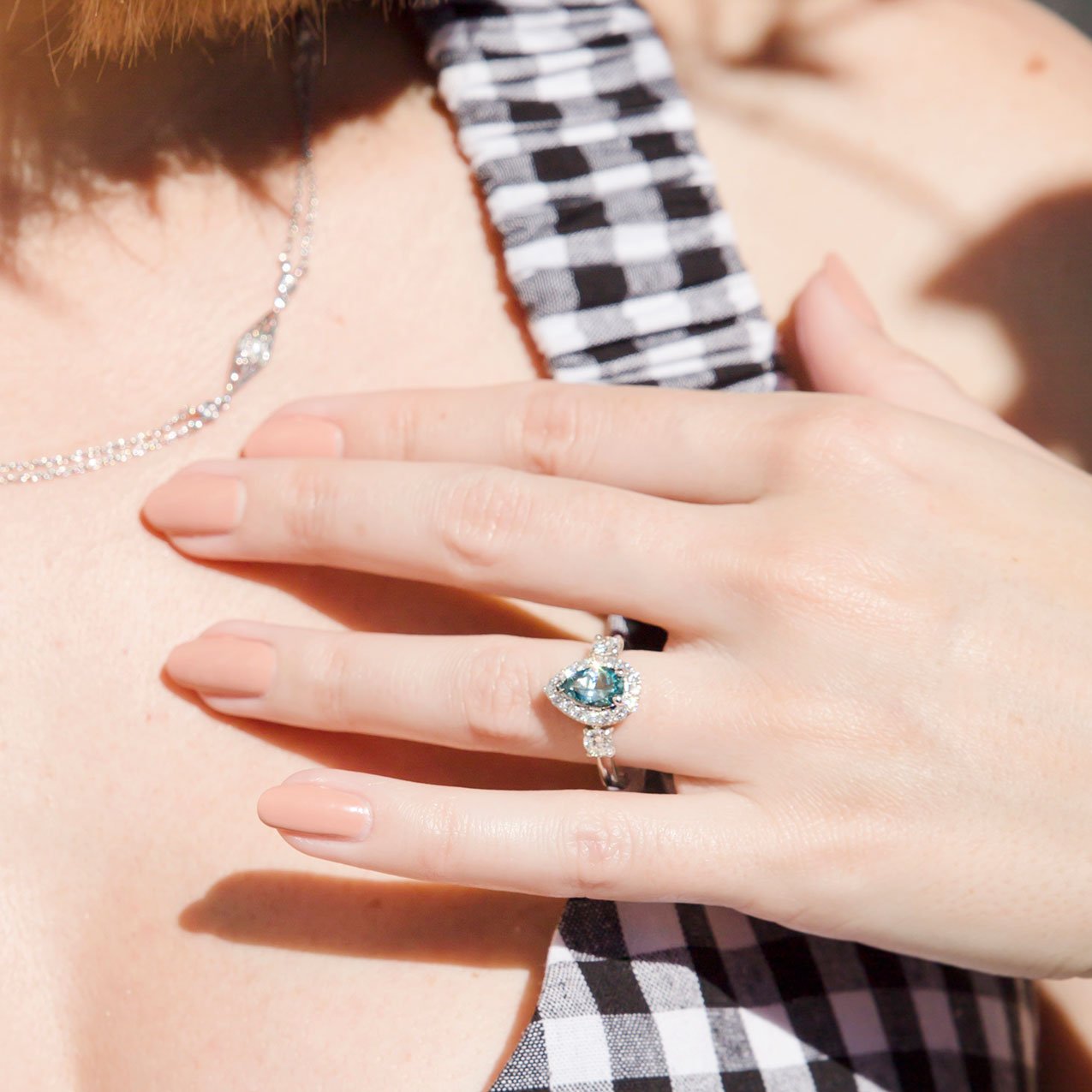Nadia Santa Maria Aquamarine and Diamond Halo Ring Ring Imperial Jewellery - Auctions, Antique, Vintage & Estate 