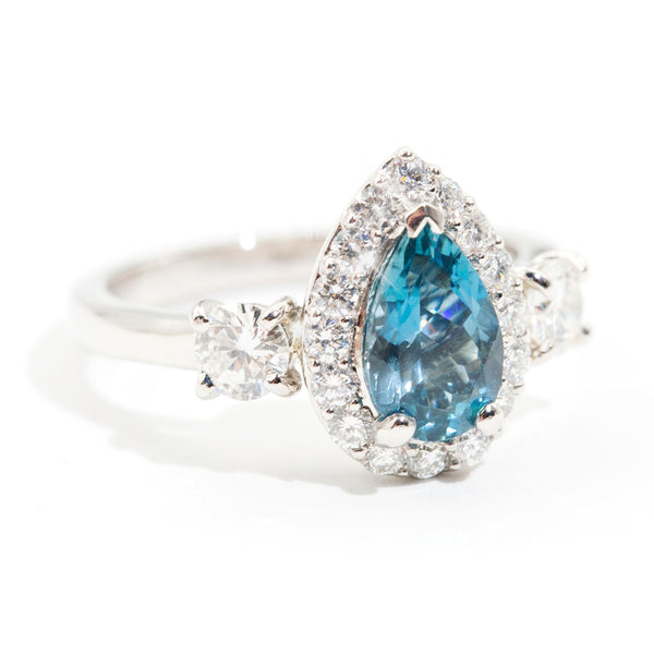 Nadia Santa Maria Aquamarine and Diamond Halo Ring Ring Imperial Jewellery - Auctions, Antique, Vintage & Estate 