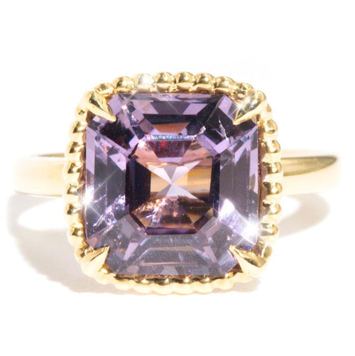 Nancy Purple Asscher Cut Spinel Cocktail Ring 18K Yellow Gold