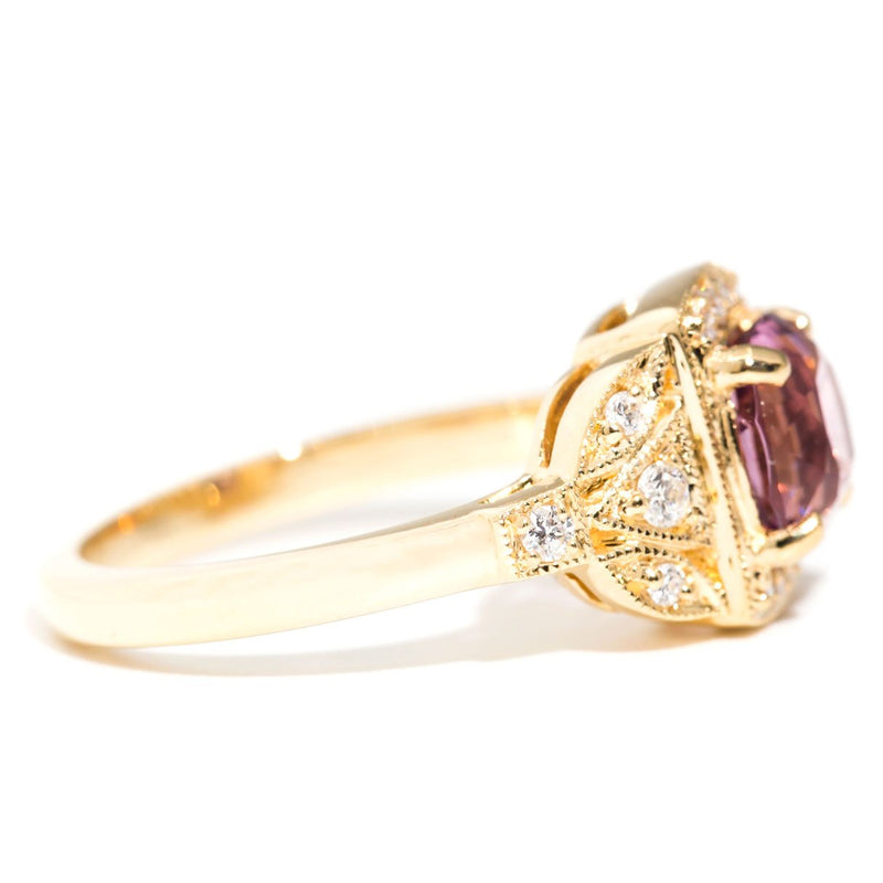 Natasha 18 Carat Yellow Gold Diamond & Spinel Vintage Cluster Ring Rings Imperial Jewellery 