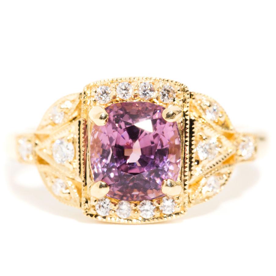 Natasha 18 Carat Yellow Gold Diamond & Spinel Vintage Cluster Ring Rings Imperial Jewellery Imperial Jewellery - Hamilton 