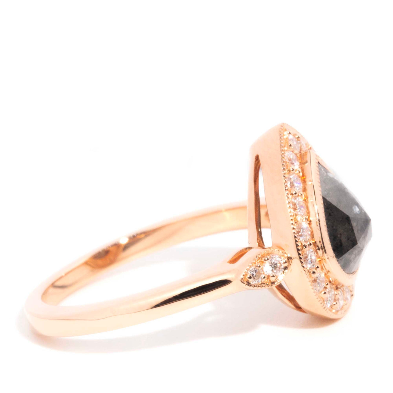 Naya 18ct Rose Gold 1.35ct Salt & Pepper Pear Diamond Ring Rings Imperial Jewellery 