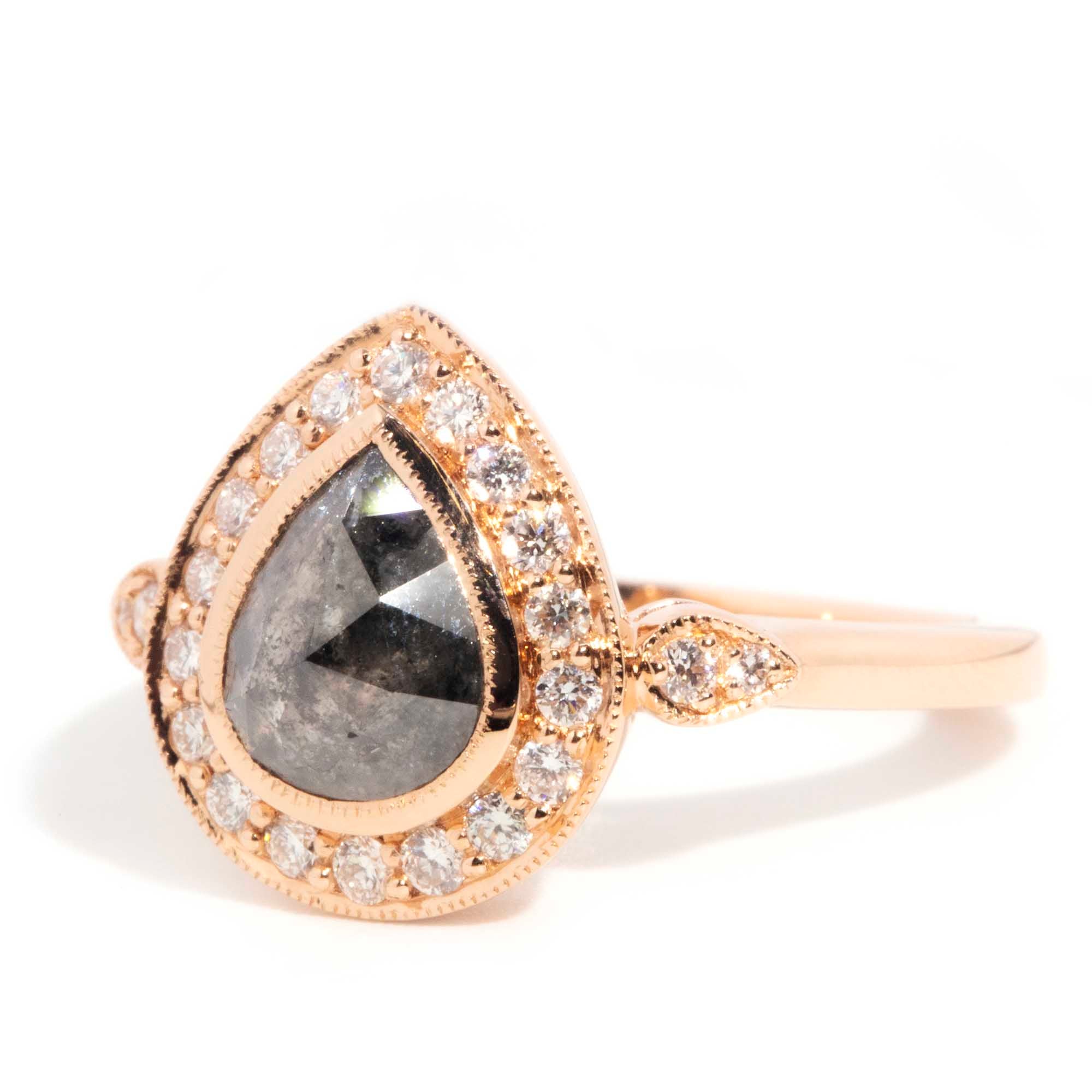 Naya 18ct Rose Gold 1.35ct Salt & Pepper Pear Diamond Ring Rings Imperial Jewellery 