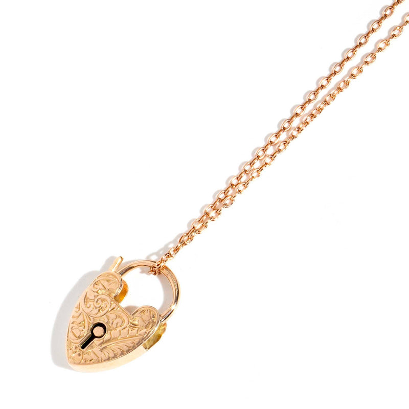 NEED SIZE Marlowe 1960s Heart Padlock Pendant & Chain 9ct Gold Pendants/Necklaces Imperial Jewellery 