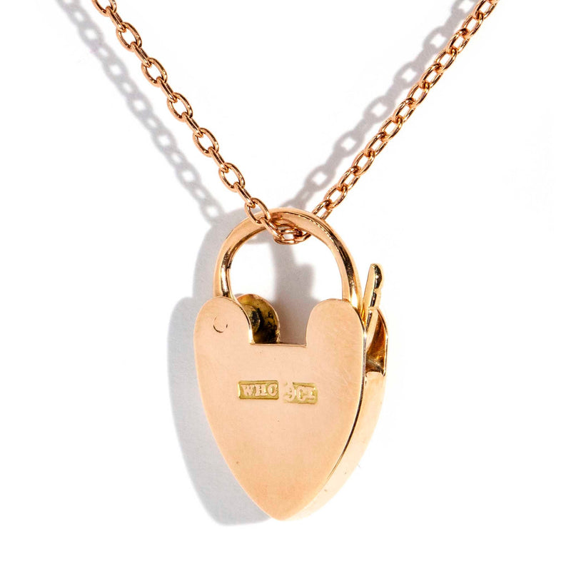 NEED SIZE Marlowe 1960s Heart Padlock Pendant & Chain 9ct Gold Pendants/Necklaces Imperial Jewellery 