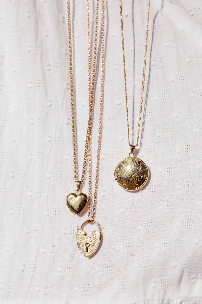 NEED SIZE Marlowe 1960s Heart Padlock Pendant & Chain 9ct Gold Pendants/Necklaces Imperial Jewellery 