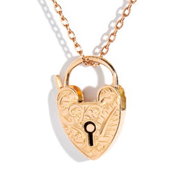 NEED SIZE Marlowe 1960s Heart Padlock Pendant & Chain 9ct Gold Pendants/Necklaces Imperial Jewellery Imperial Jewellery - Hamilton 