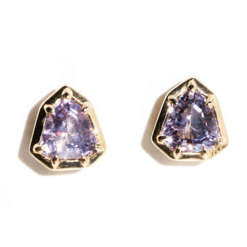 Nele Purplish Pink Spinel Stud Earrings 9K Yellow Gold