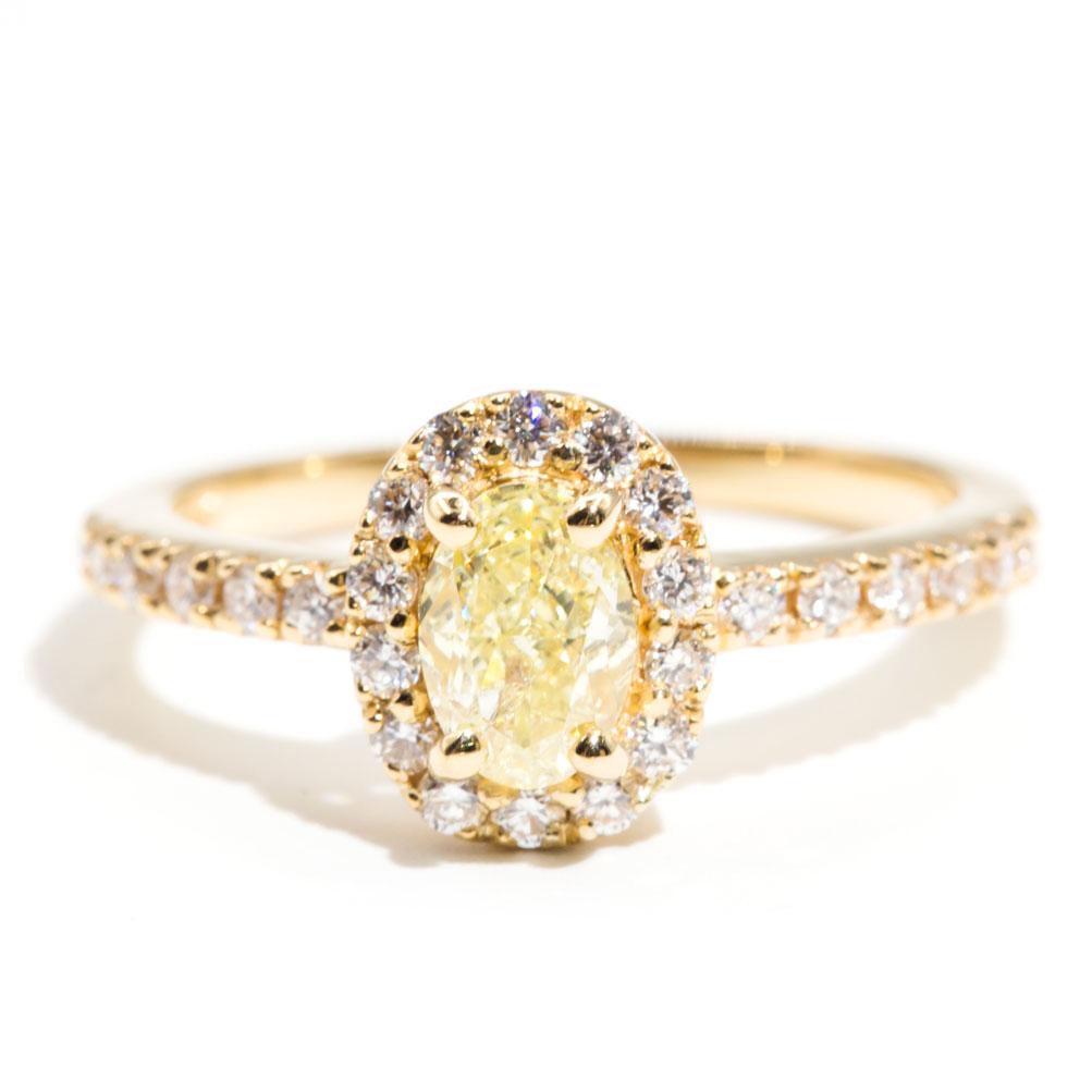 Nevaeh 18ct Halo Vintage Yellow Diamond Engagement Ring Rings Imperial Jewellery