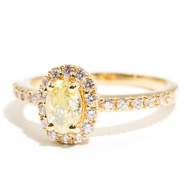 Nevaeh 18ct Halo Vintage Yellow Diamond Engagement Ring Rings Imperial Jewellery