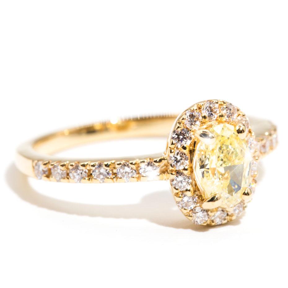 Nevaeh 18ct Halo Vintage Yellow Diamond Engagement Ring Rings Imperial Jewellery