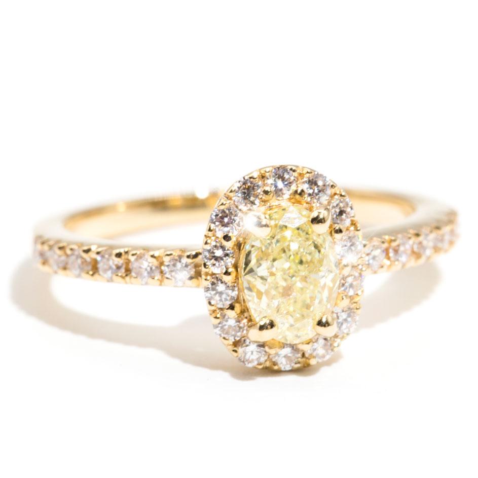 Nevaeh 18ct Halo Vintage Yellow Diamond Engagement Ring Rings Imperial Jewellery