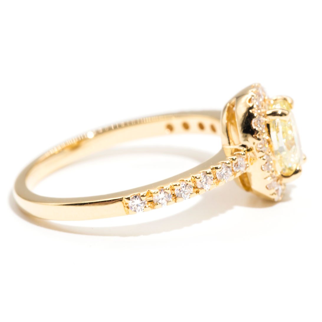 Nevaeh 18ct Halo Vintage Yellow Diamond Engagement Ring Rings Imperial Jewellery
