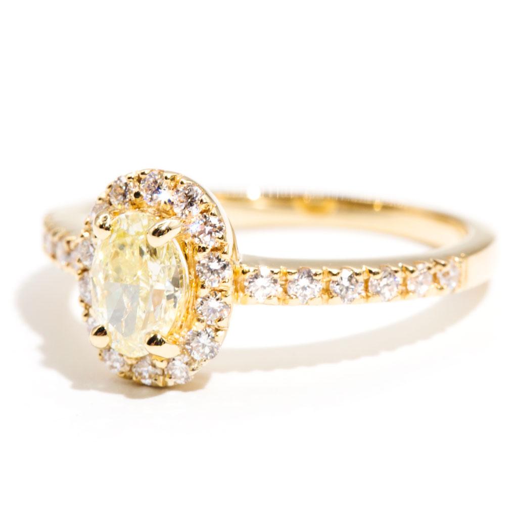 Nevaeh 18ct Halo Vintage Yellow Diamond Engagement Ring Rings Imperial Jewellery