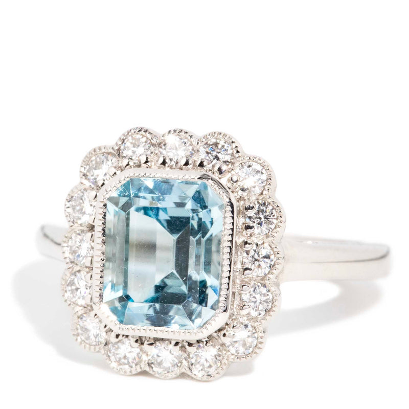 Nilima 2.61 Carat Aquamarine & Diamond Platinum Ring Rings Imperial Jewellery 