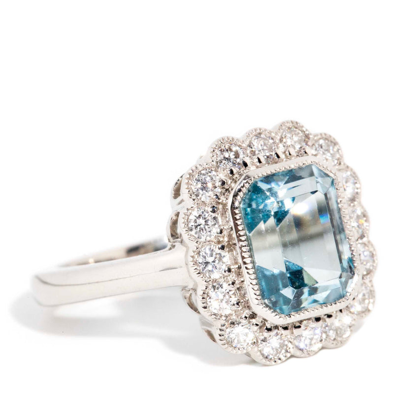 Nilima 2.61 Carat Aquamarine & Diamond Platinum Ring Rings Imperial Jewellery 