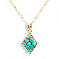 Nuri Circa 1970s 14ct Gold Turquoise Pendant & Chain* GTG Earrings Imperial Jewellery Imperial Jewellery - Hamilton 