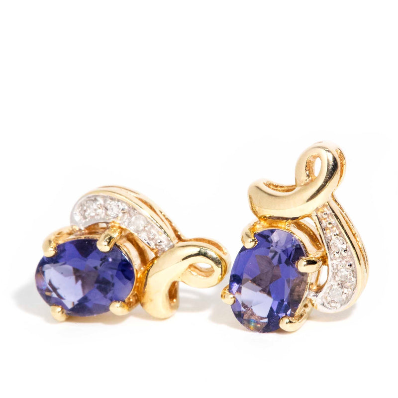 Oakleigh 9ct Gold Tanzanite & Diamond Earrings Earrings Imperial Jewellery 