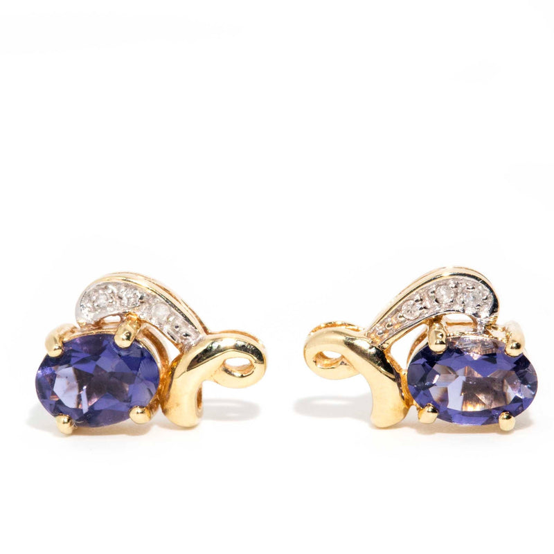 Oakleigh 9ct Gold Tanzanite & Diamond Earrings Earrings Imperial Jewellery 