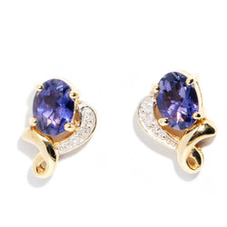 Oakleigh 9ct Gold Tanzanite & Diamond Earrings Earrings Imperial Jewellery Imperial Jewellery - Hamilton 