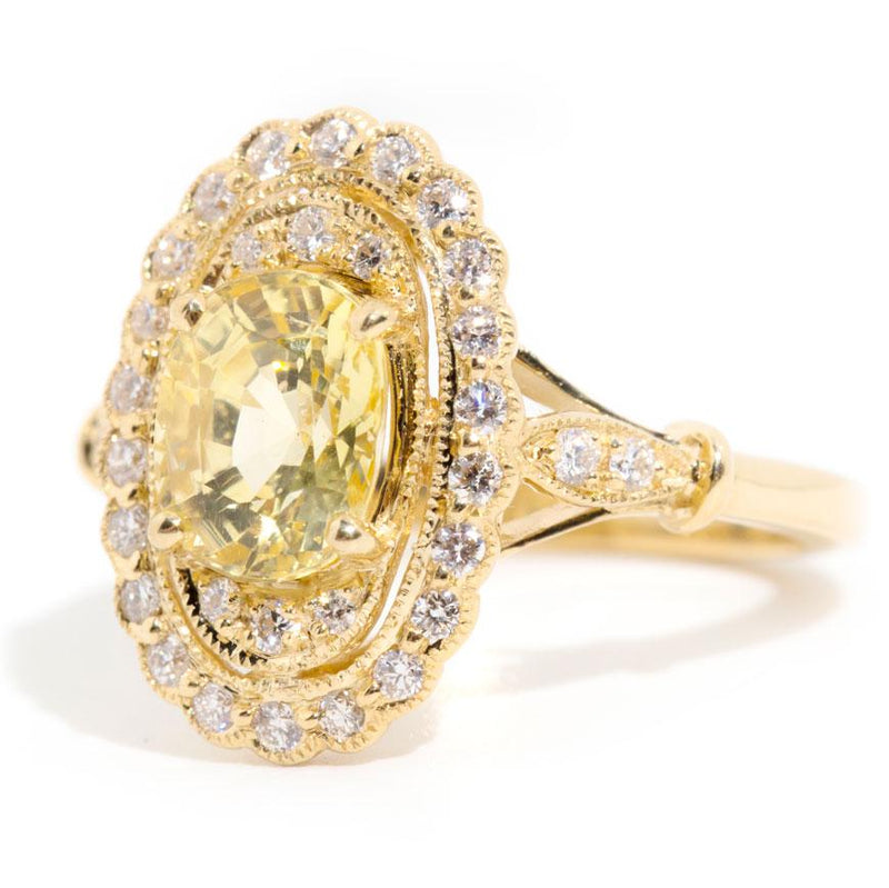 Olympia xxxx Oval Yellow Sapphire and Diamond Halo Ring Rings Imperial Jewellery 